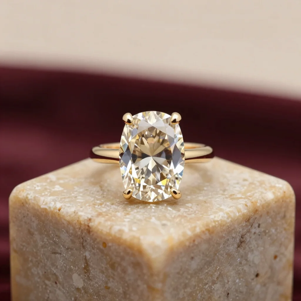 Champagne Solitaire Cocktail Ring